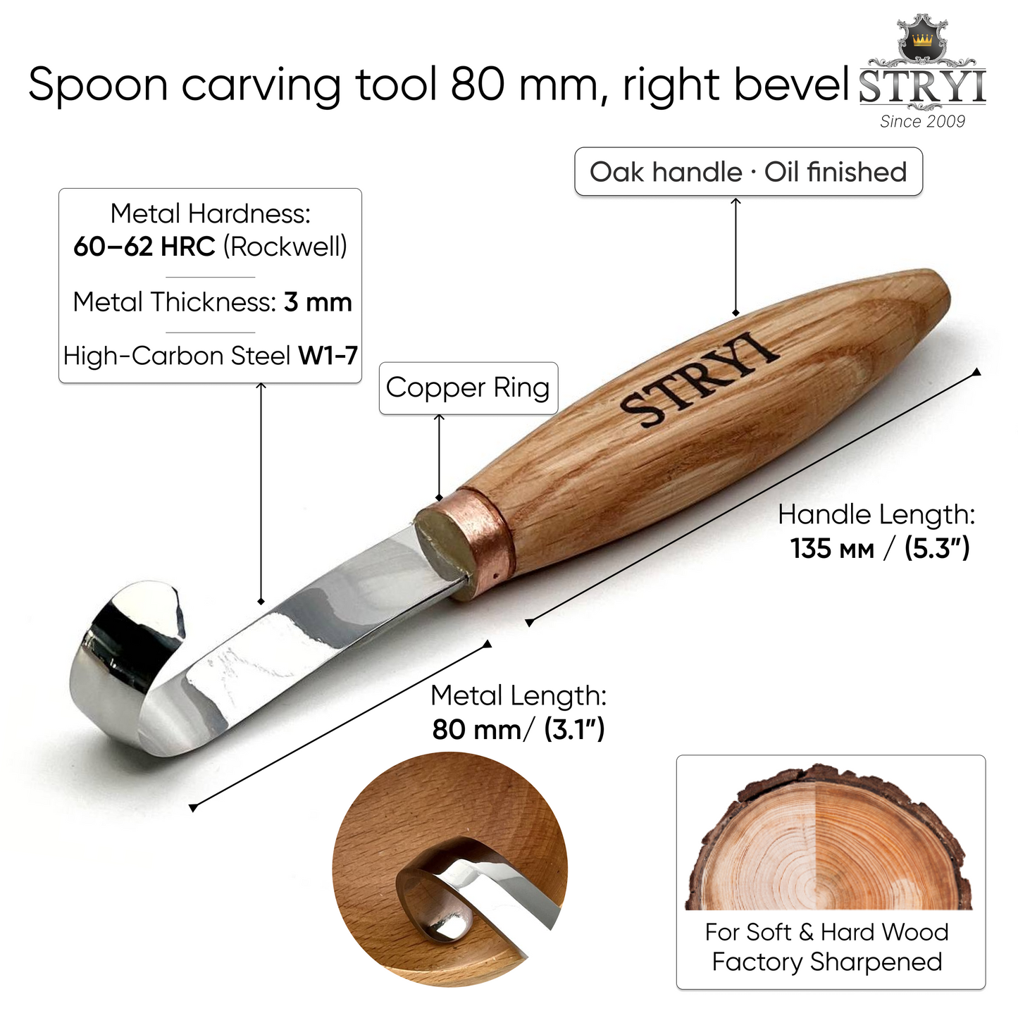 The Spoon knife STRYI Profi 80mm Hook Knife Set (Left & Right)