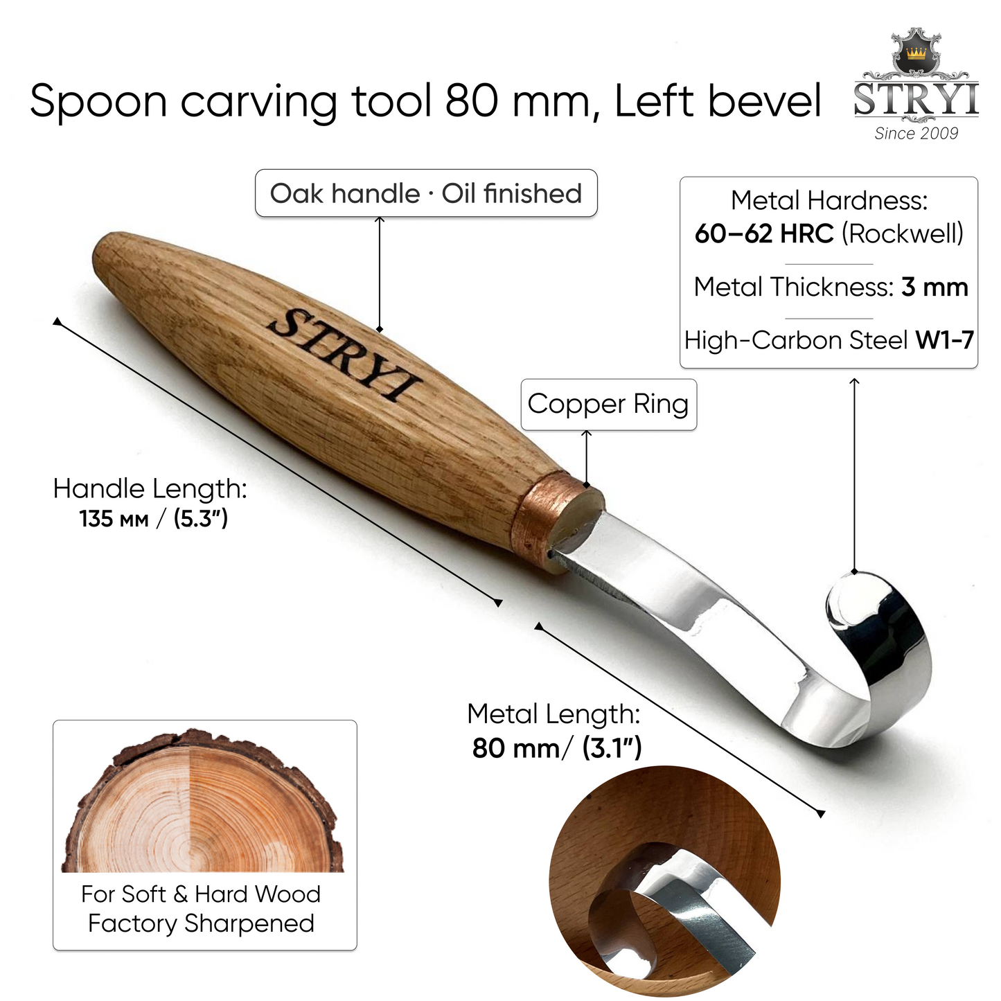 The Spoon knife STRYI Profi 80mm Hook Knife Set (Left & Right)
