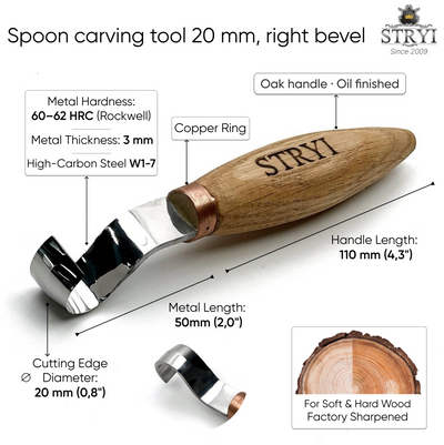 STRYI Profi 3-Piece Kuksa & Spoon Carving Hook Knife Set