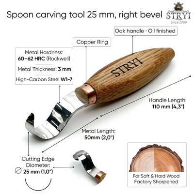 STRYI Profi 3-Piece Kuksa & Spoon Carving Hook Knife Set