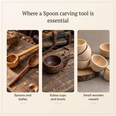 Hook Knife Wood Carving, 25mm, Hand Forged STRYI Profi — for Spoon, Bowl and Kuksa Carving