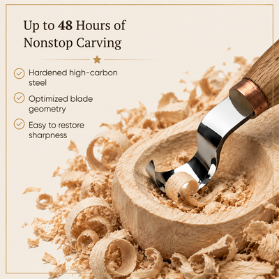 Hook Knife Wood Carving, 25mm, Hand Forged STRYI Profi — for Spoon, Bowl and Kuksa Carving