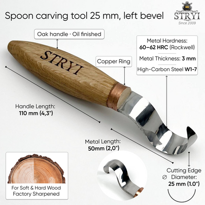 Spoon Carving: The STRYI Profi 25mm Pointed Hook Knife Set (Left&Right)