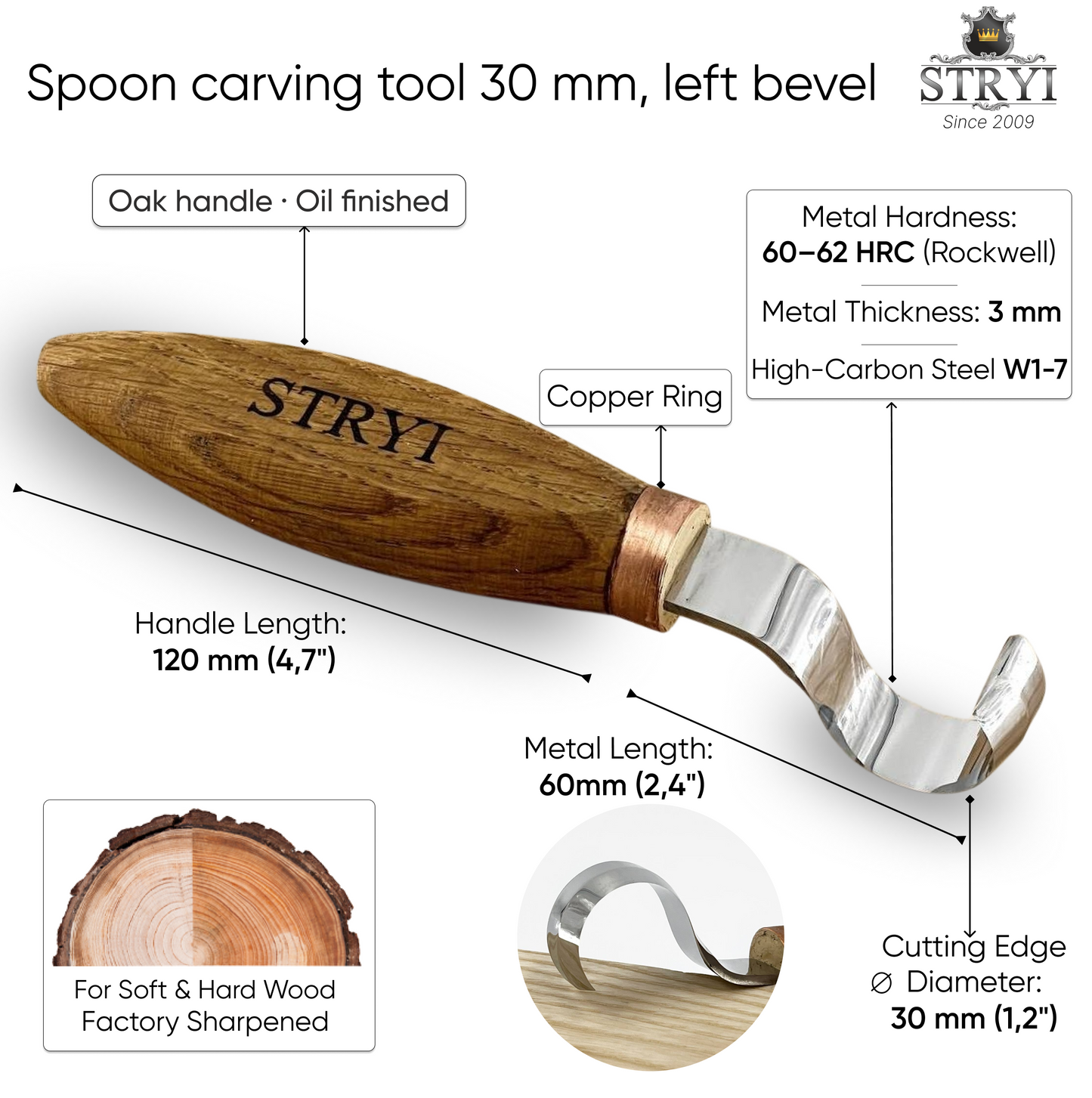 Spoon carving tool: STRYI Profi 30mm Hook Knife Set (Left & Right)