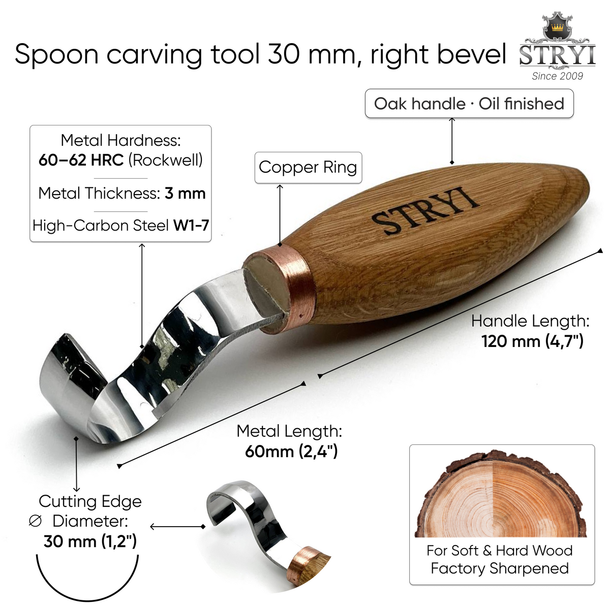 Spoon carving tool: STRYI Profi 30mm Hook Knife Set (Left & Right)
