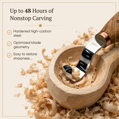 Double Bevel Hook Knife, 35mm STRYI Profi — for Spoon and Bowl Carving