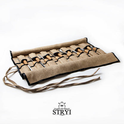 Burlap Storage Roll-case for storage 15 chisels, Tool organiser