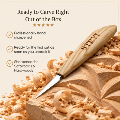 Wood Carving Knife , 40mm Blade, Detail Knife STRYI Profi — for Woodcarving