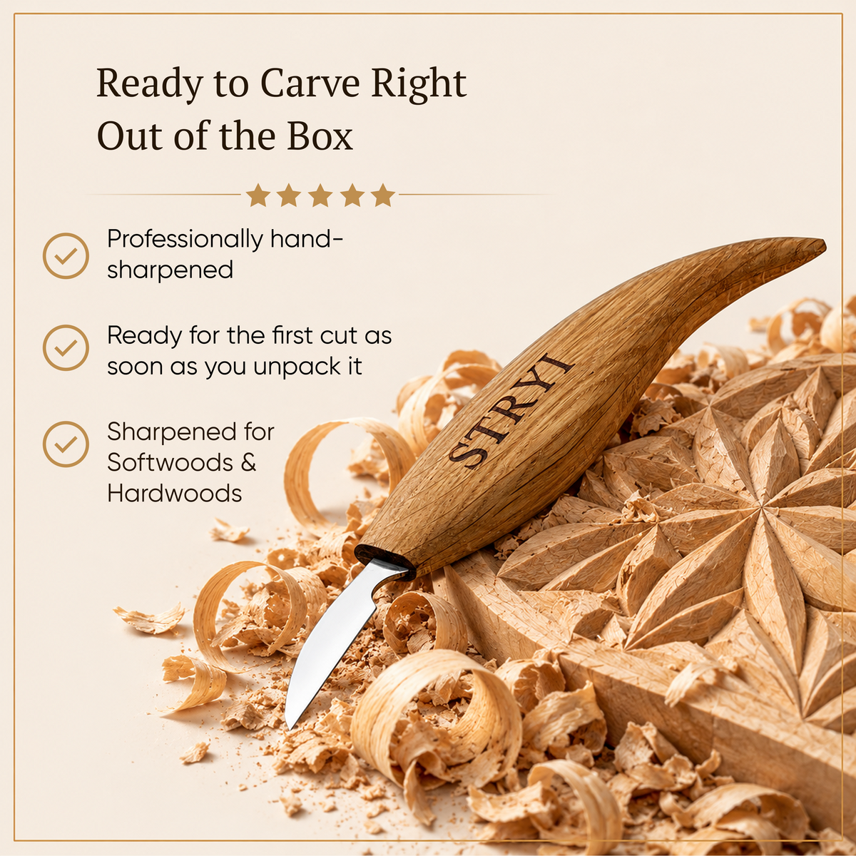 Chip and detailing carving knife 38mm STRYI Profi, Carving knives, Knife for woodcarving