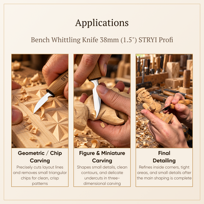 Chip and detailing carving knife 38mm STRYI Profi, Carving knives, Knife for woodcarving