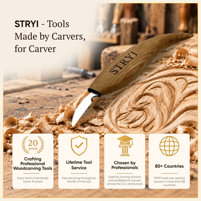 Chip and detailing carving knife 38mm STRYI Profi, Carving knives, Knife for woodcarving