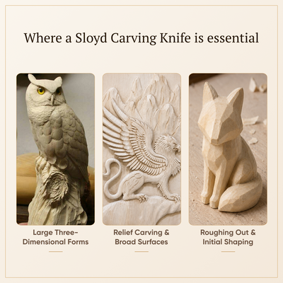 Wood Carving Knife, 80mm Blade, Sloyd Knife STRYI Profi — for Woodcarving