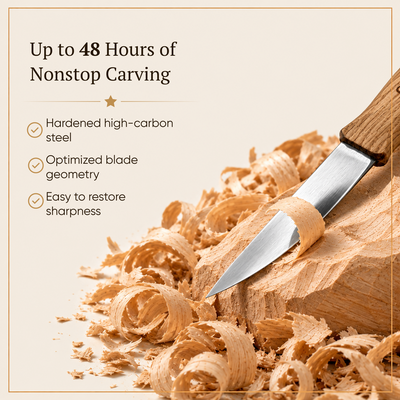 Wood Carving Knife, 80mm Blade, Sloyd Knife STRYI Profi — for Woodcarving