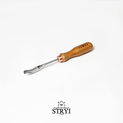 STRYI Profi Short Bent Gouge 0.4 in (10mm)  for Wood Carving and Detailed Hollowing