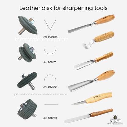 Convex Leather Stropping Wheel – Razor Sharpness for Gouges Without the Risk of Overheating Steel