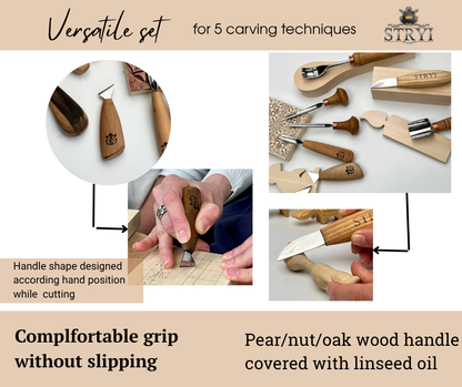 Master Wood Carving: 12-Piece STRYI Profi Versatile Craft Set