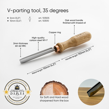 35° Narrow V-Parting Chisel | STRYI Profi Detailer