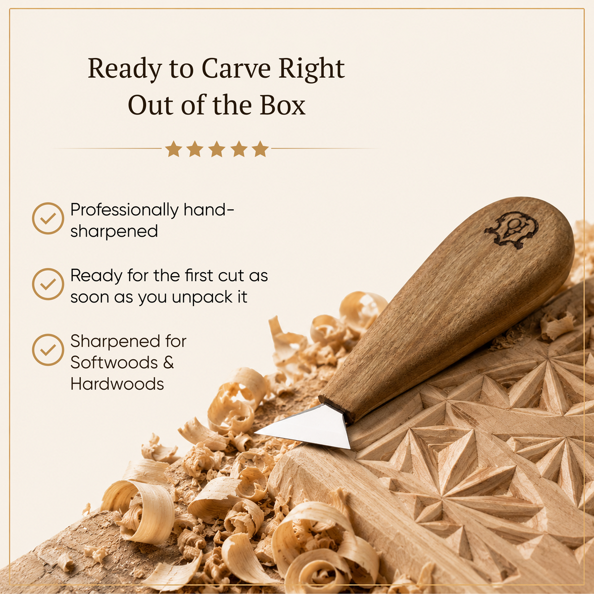 Chip Carving Knife 1.2" (30mm) STRYI AY for Geometric Patterns