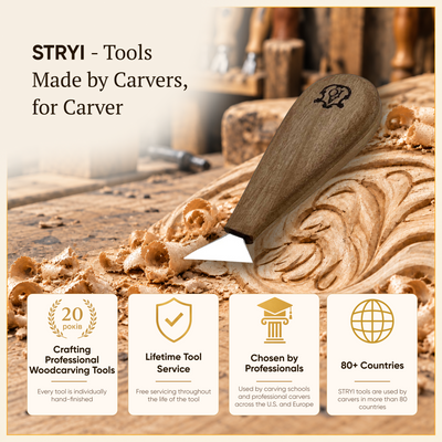 Chip Carving Knife 1.2" (30mm) STRYI AY for Geometric Patterns
