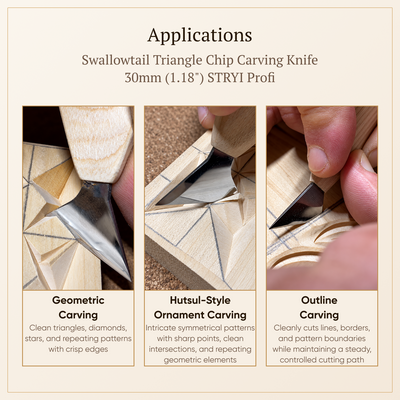 Chip Carving Knife 1.2" (30mm) STRYI AY for Geometric Patterns