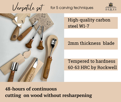 Master Wood Carving: 12-Piece STRYI Profi Versatile Craft Set