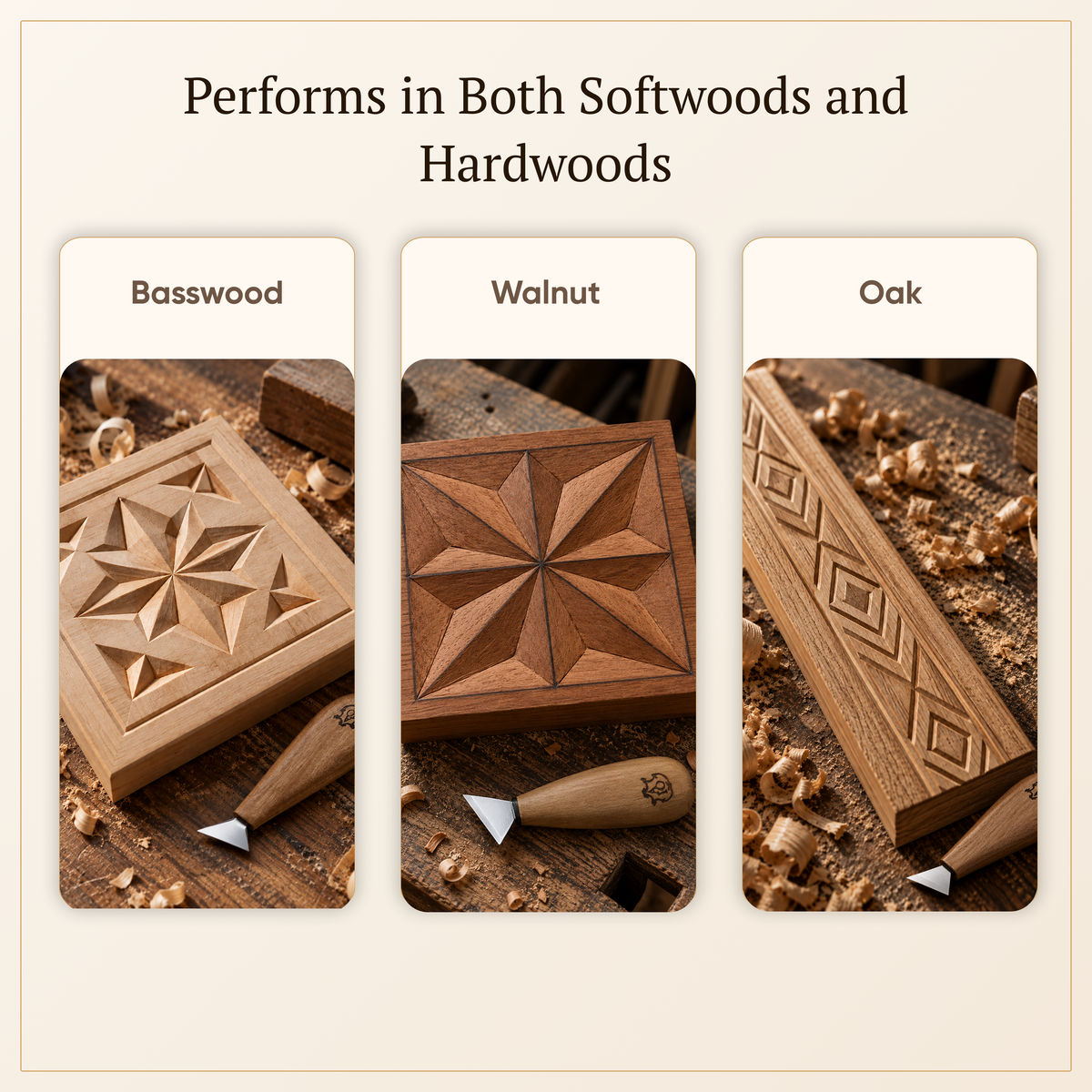 Wood carving set STRYI Start with basswood practice board for beginner woodcarvers