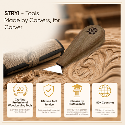 Wood carving set STRYI Start with basswood practice board for beginner woodcarvers