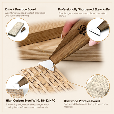 Wood carving set STRYI Start with basswood practice board for beginner woodcarvers