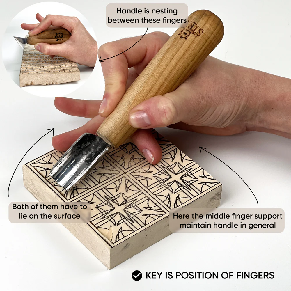 STRYI Ultimate Geometric Wood Carving Starter Kit – 3 Essential Tools for Chip Carving