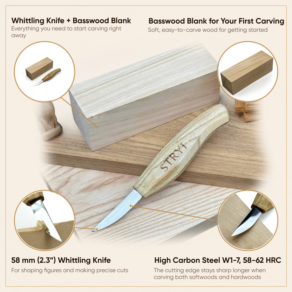 Controlled Geometry: The Whittling Kit for Kids & Beginners Carving Knives Set
