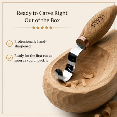 Bowl carving Set: 3-Piece STRYI Profi Spoon & Kuksa Carving Set