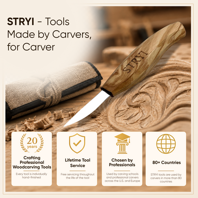 Bowl carving Set: 3-Piece STRYI Profi Spoon & Kuksa Carving Set