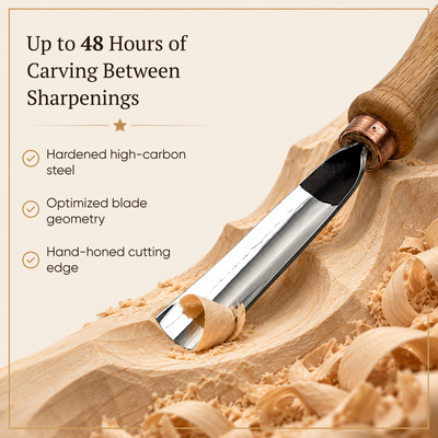 STRYI Profi 3-Piece Spoon Carving Tool Kit – Wood Carving Set for Bowls, Kuksa & Spoons with