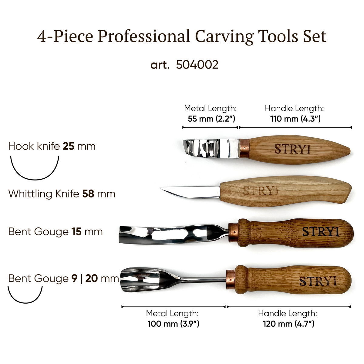 Bowl & Kuksa Carving Set 4-piece All-in-one Carving Kit in Gift box