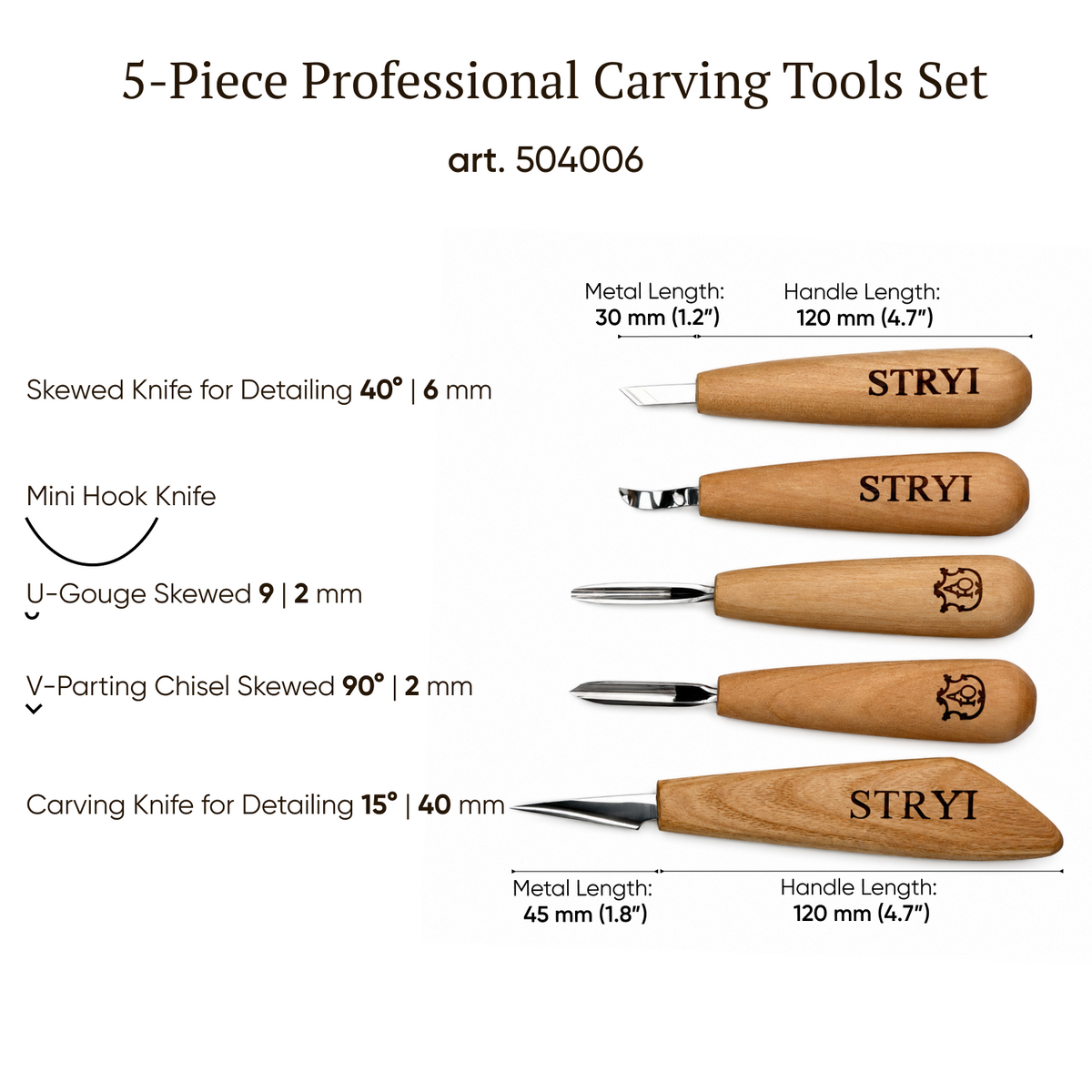 Whittling Kit, Tiny-Sized Chisels, STRYI Profi — for Carving Figurines