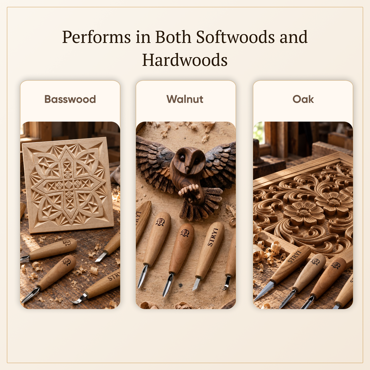 Whittling Kit, Tiny-Sized Chisels, STRYI Profi — for Carving Figurines