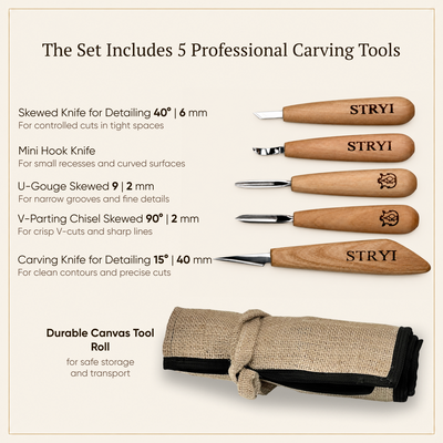 Whittling Kit, Tiny-Sized Chisels, STRYI Profi — for Carving Figurines
