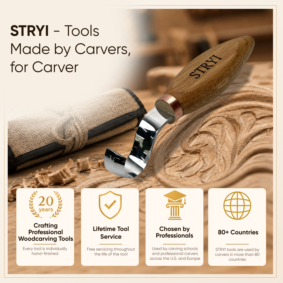 Spoon and kuksa carving kit, Bowl carving set, Stryi carving toolkit