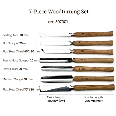 7-Piece STRYI Profi Woodturning Set, Woodworking Toolkit
