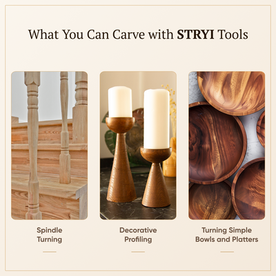 7-Piece STRYI Profi Woodturning Set, Woodworking Toolkit