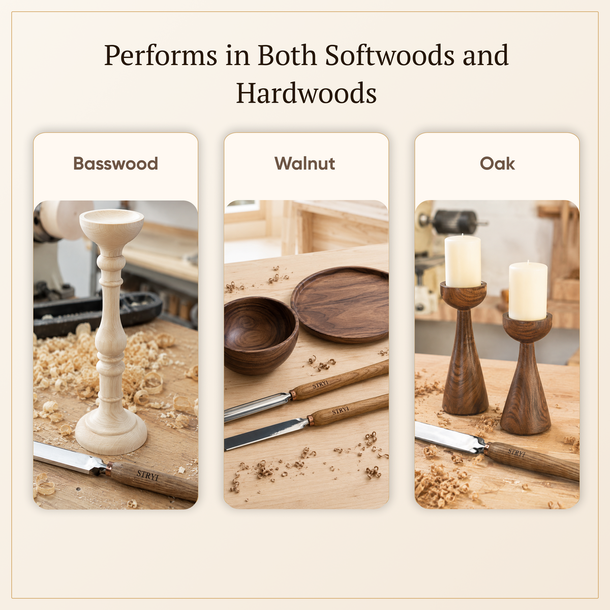 7-Piece STRYI Profi Woodturning Set, Woodworking Toolkit