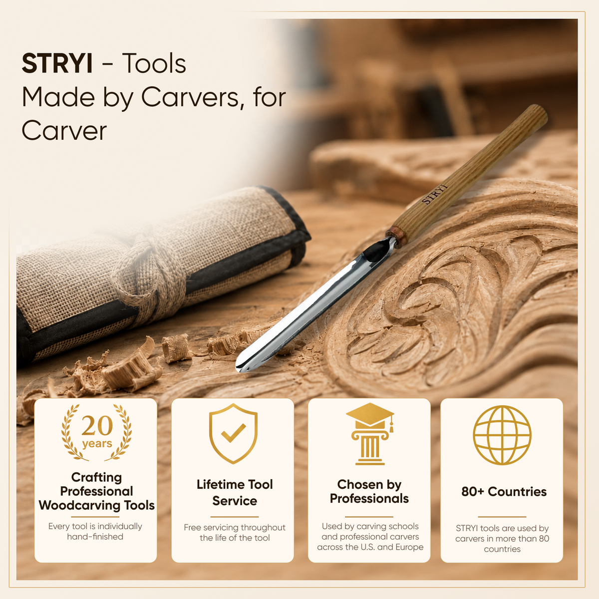 7-Piece STRYI Profi Woodturning Set, Woodworking Toolkit