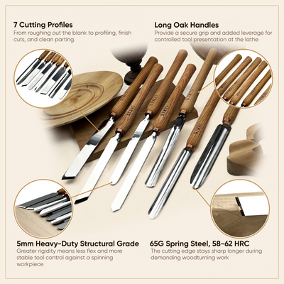 7-Piece STRYI Profi Woodturning Set, Woodworking Toolkit
