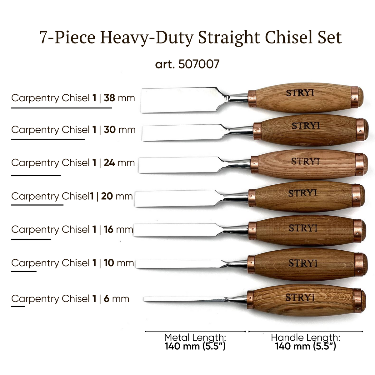 7-Piece Carving Chisel Set STRYI Profi in Wooden Gift Box