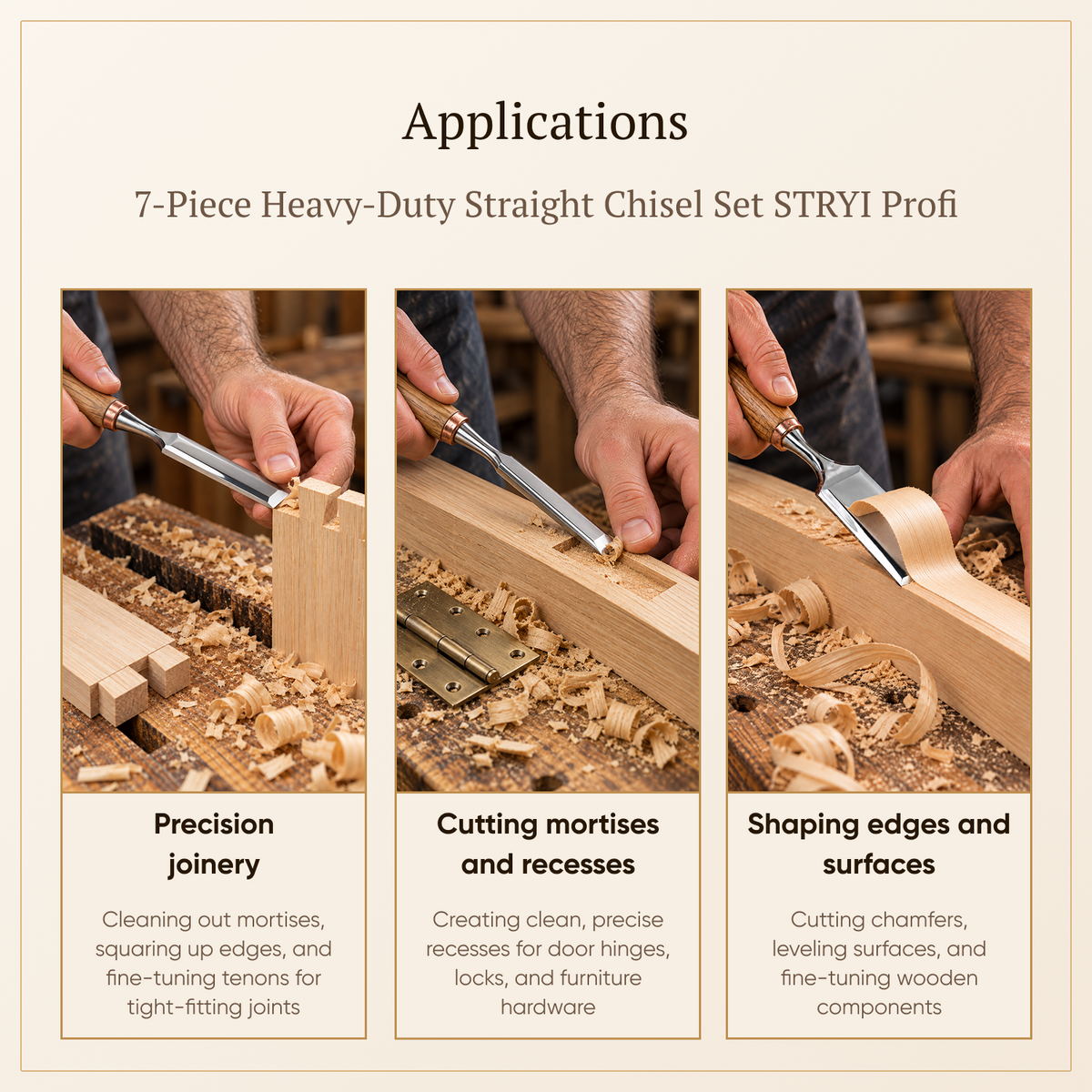7-Piece Carving Chisel Set STRYI Profi in Wooden Gift Box