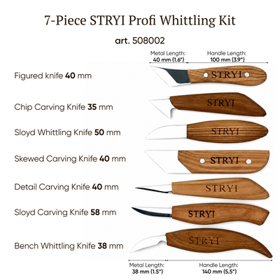The Artisan’s: 8-Piece STRYI Profi Woodcarving Knives Set