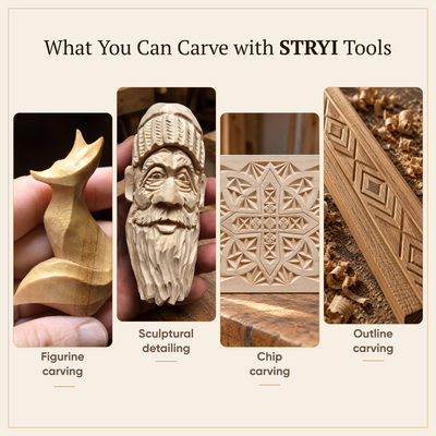 The Artisan’s: 8-Piece STRYI Profi Woodcarving Knives Set