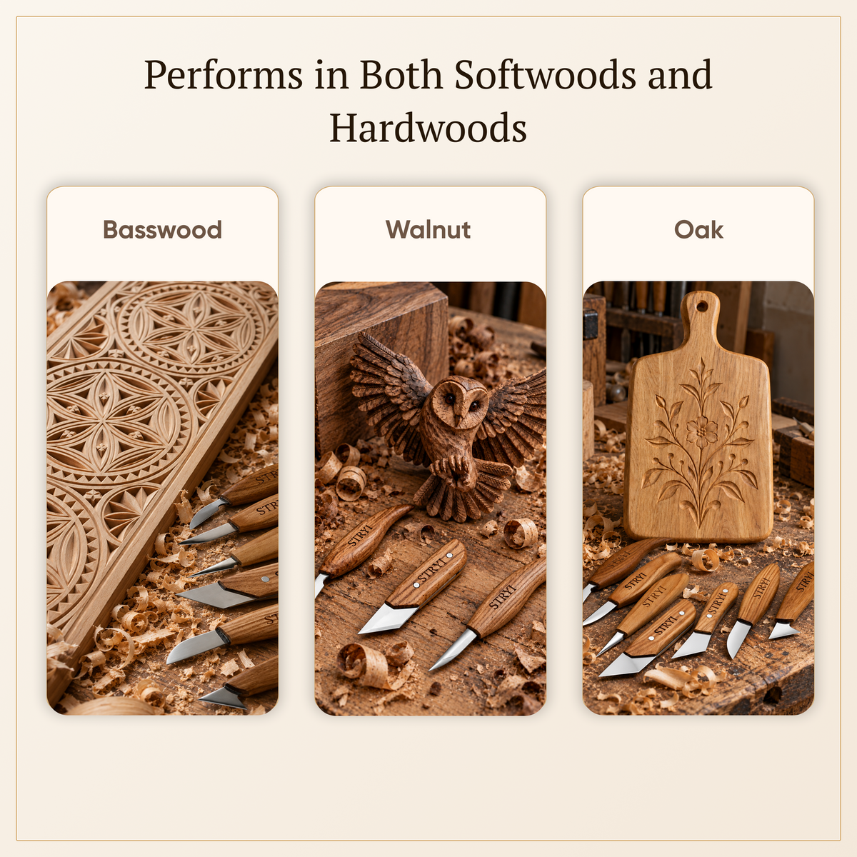 The Artisan’s: 8-Piece STRYI Profi Woodcarving Knives Set