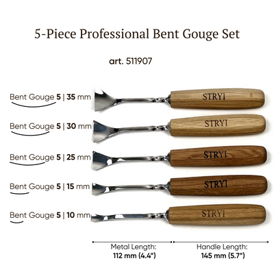 Reach Deeper Without Hitting the Rim: 5-Piece Maestro Semi-Bent Gouge Set for 3D Relief