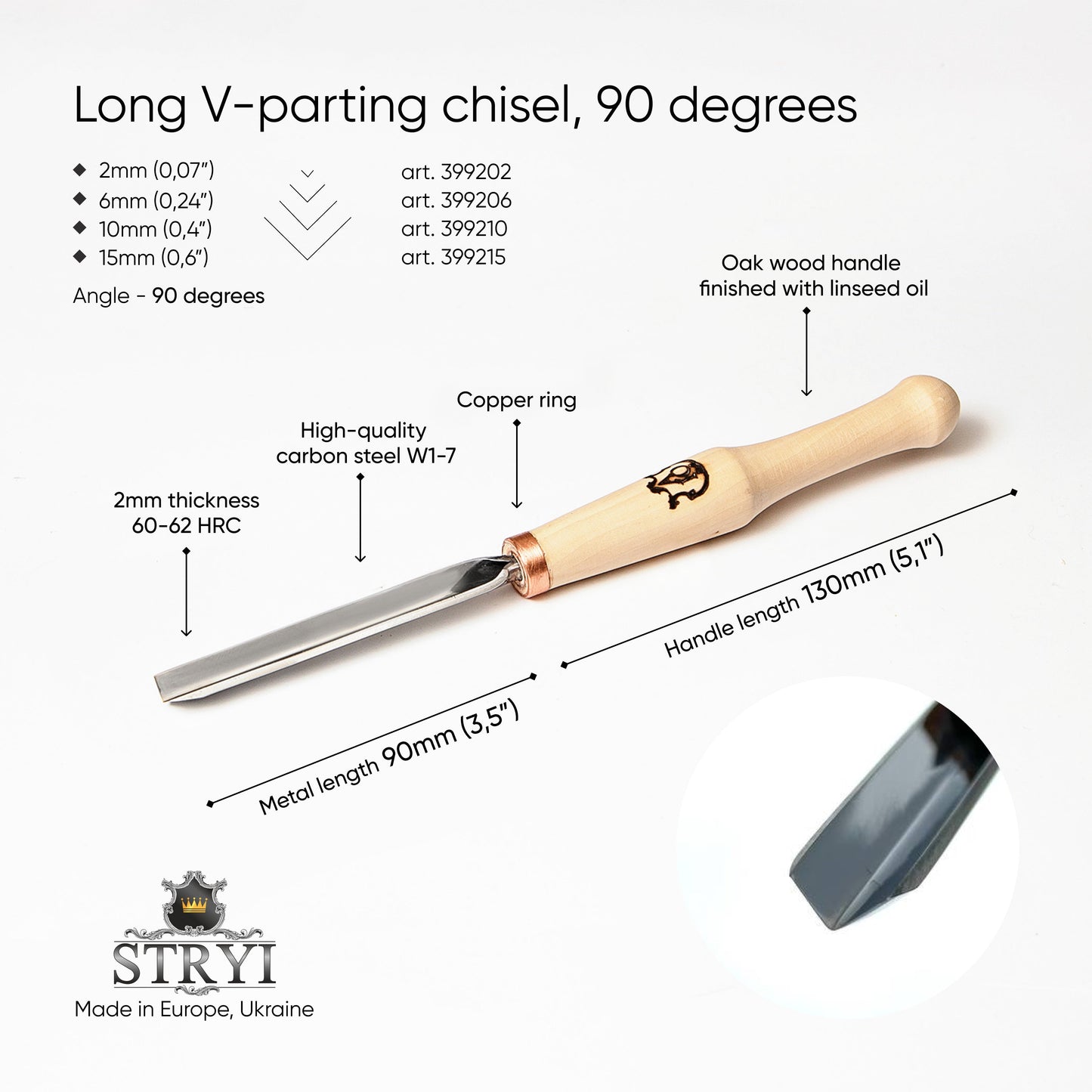 90° Pen-Handle V-Parting Chisel | STRYI-AY Detailer